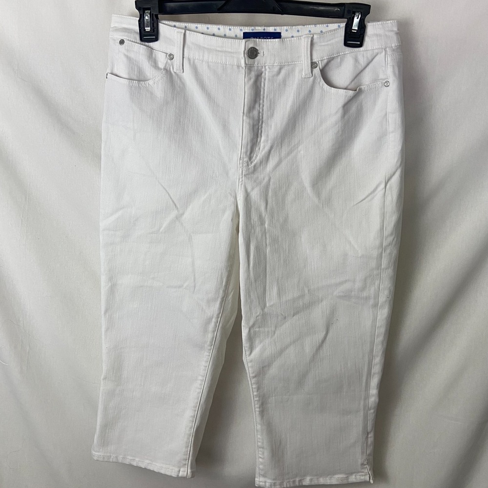 Talbots Womens White Denim Capri's Pockets Stretch Comfort‎ Jeans Sz 14